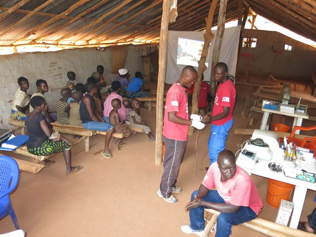 Mobile clinic inside church